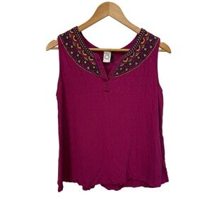Anthropologie Vizela Embroidered Tank Top, Size Small
